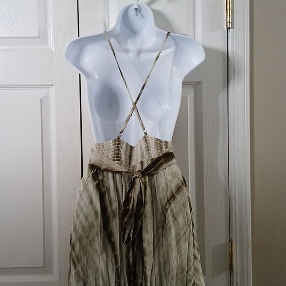 Fashion Nova Brunching Mood Tie Dye Maxi Dress - Olive/comb Sz L NWT - Picture 7 of 12